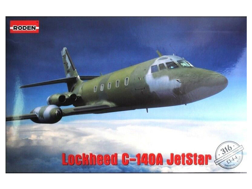 Roden Сборная модель Американский реактивный административный самолёт Lockheed C-140A Jetstar (1:144)