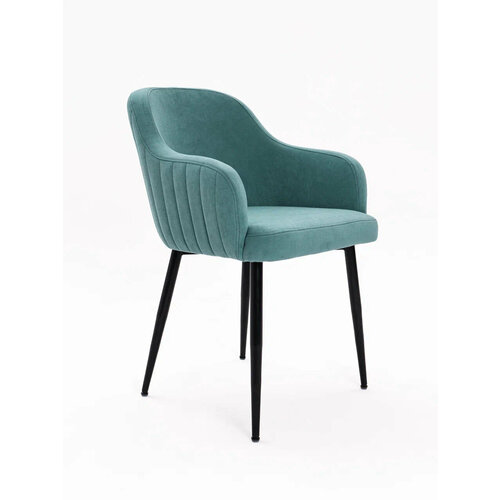 TOMGROUP Стул Modern Mint (Тиффани) / Black, цвет мятный, черный каркас, с подлокотниками мягкий, удобный, для кухни