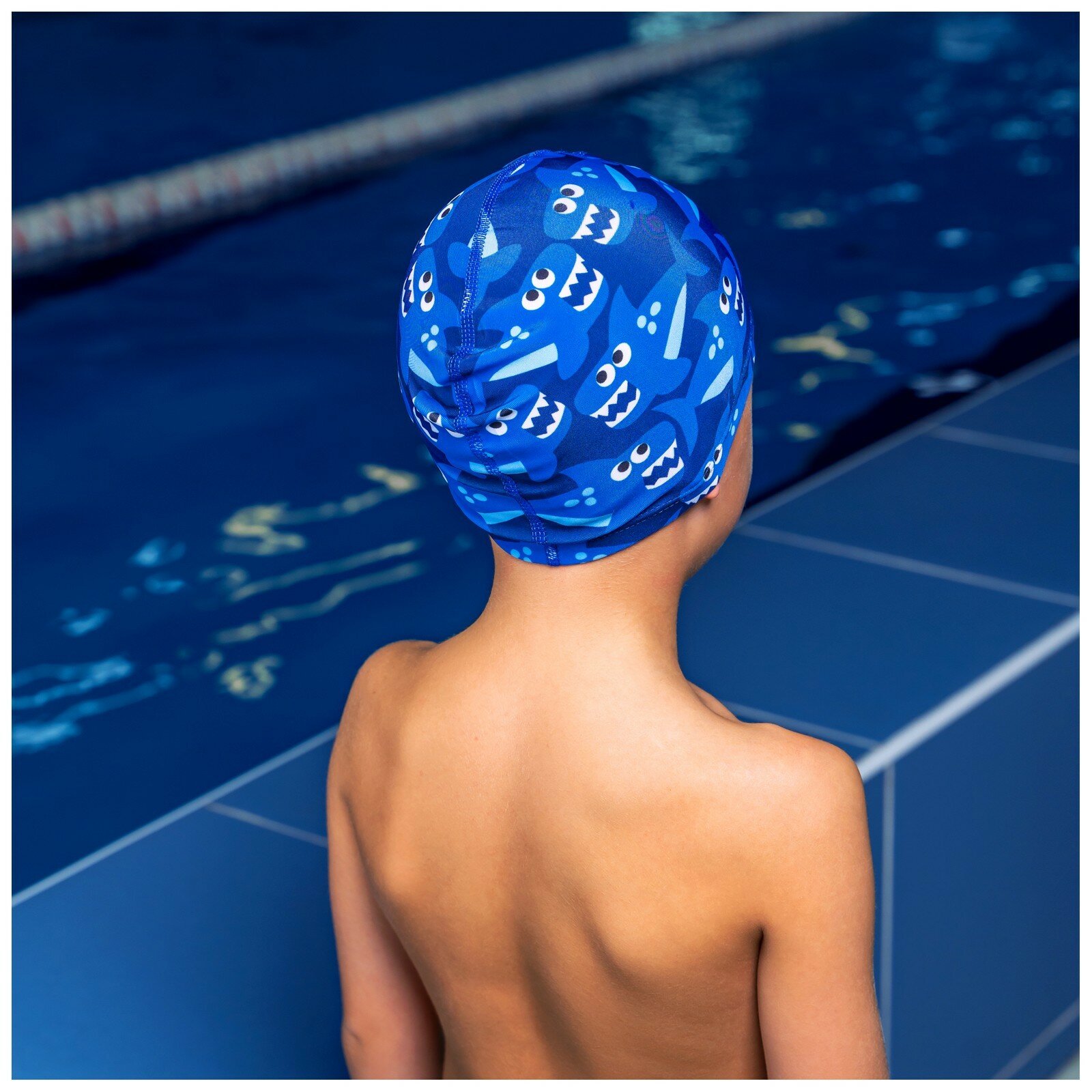 Шапочка для плавания детская Swim "Акулы", тканевая, обхват 46-52 см