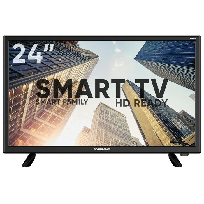 Телевизор Soundmax SM-LED24M06S, 24", 1366x768, DVB-T2/C/S2, HDMI 2, USB 2, SmartTV, черный