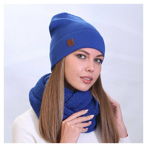 фото Шапка fomas, демисезон/зима, шерсть, утепленная, размер универсальный, синий