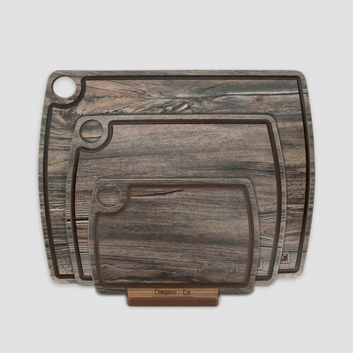 Набор из 3-х разделочных досок на подставке, в подарочной коробке, композитный материал, дуб мореный NRD30634KL6 Fashion