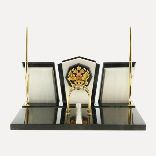 Изображение товара Настольный набор из мрамора "Галант" с гербом РФ 124260