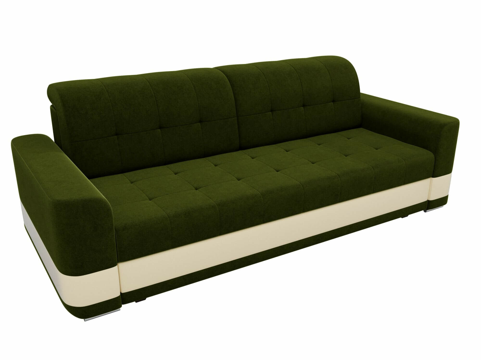 фото Artum Диван еврокнижка Честер вельвет зеленый вставка эко кожа бежевая