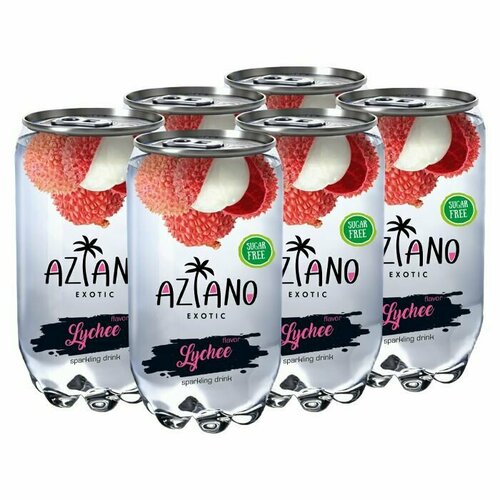Газированный напиток Aziano со вкусом личи (Китай), 350 мл (6 шт)