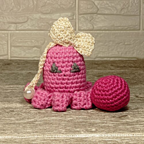 Осьминог и мяч набор вязаных игрушек для кошек ручная работа 2 шт Мятный пес розовый