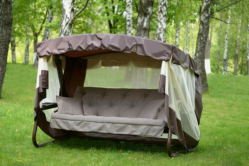 Изображение товара Садовые качели "Саванна" Olsa с1453, 4-х местные, до 320 кг, раскладываются в кровать, коричневый