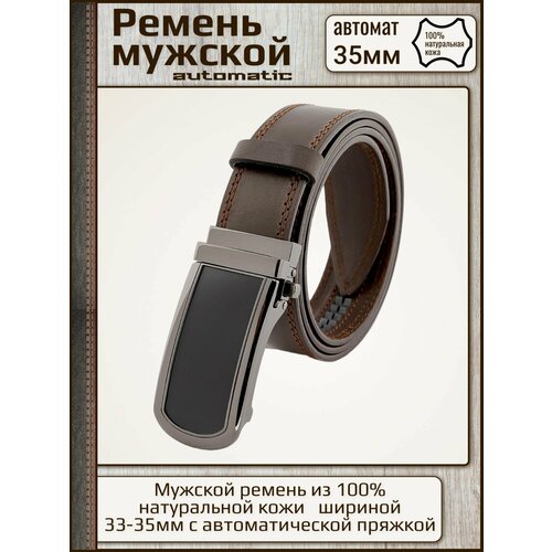 фото Ремень натуральная кожа, металл, подарочная упаковка, для мужчин, длина 125 см., коричневый aksy belt