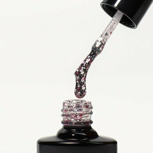 Гель лак для ногтей, «GLITTER FLASH», 3-х фазный, 8мл, LED/UV, цвет прозрачный/розовый (07) (комплект из 8 шт)