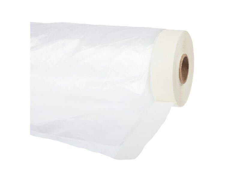 фото Пленка защитная с малярной лентой, прозрачная, HDPE, 9 мк, рулон 2,7х25 м, РемоКолор Pro