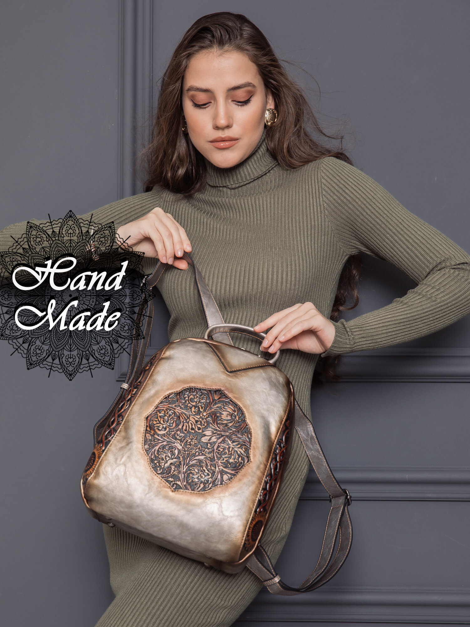 фото Рюкзак ретро винтажный ручной работы кожаный