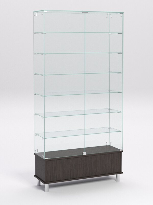 Витрина стеклянная "примавера подиум модерн" №35 (с дверками, задняя стенка - стекло), Орех 90 x 30 x 180 см