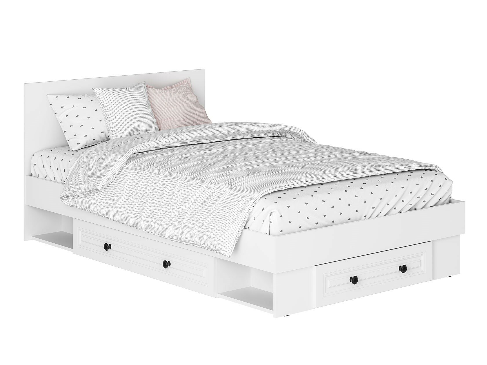 фото Двуспальная кровать BTS Северина Белый 120х200 см С дополнительным ящиком