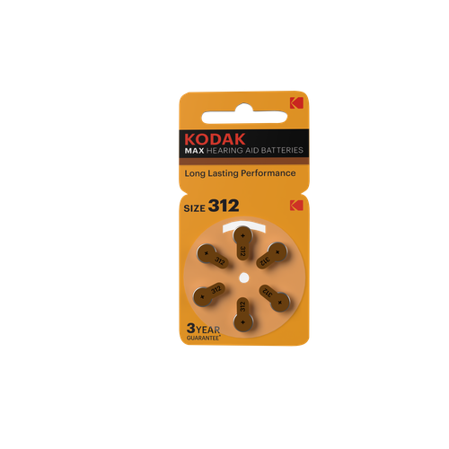 Батарейки Kodak ZA312-6BL [KZA312-6] MAX Hearing Aid арт. Б0051738 (6 шт.) laifa 60 pcs zinc air rayovac extra performance hearing aid batteries a312 312a za312 312 pr41 hearing aid battery free ship