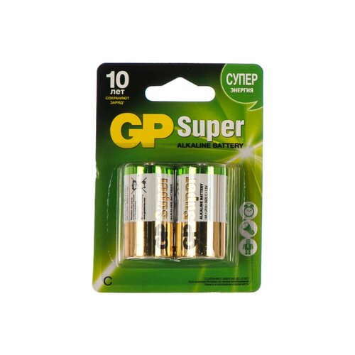 Батарейка Super Alkaline LR14 (2 шт; блистер) GP 14A-BC2/ 14A-CR2/14A-2CR2 батарейки gp super c lr14 14a алкалин бл 2шт