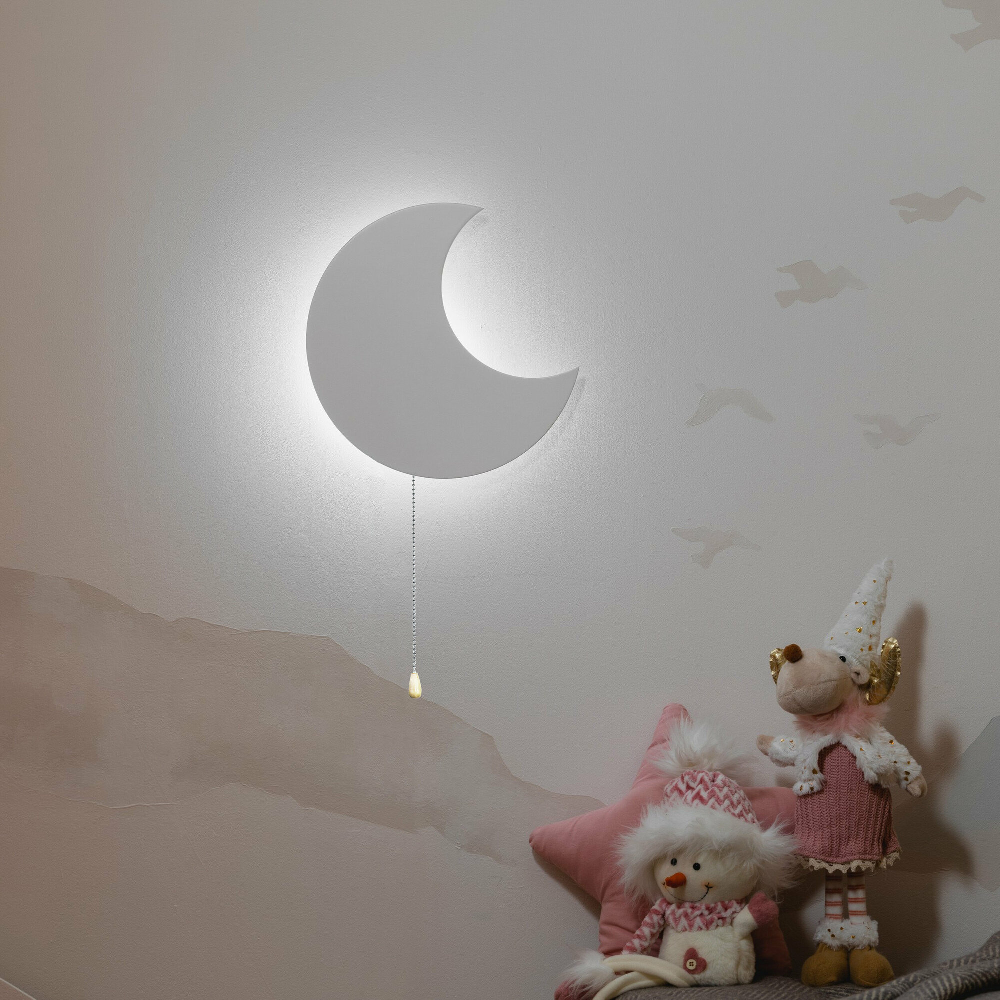 Детский настенный светильник-ночник "Месяц", подключение к выводу - фотография № 3