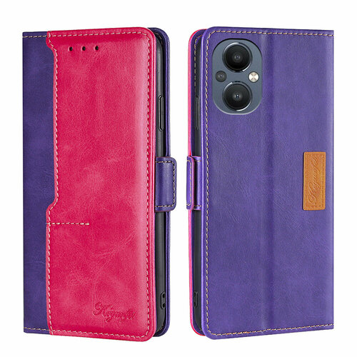 Чехол-книжка MyPads для OnePlus Nord N20 5G/ Ван Плас Норд N20, смешать два цвета (красный + фиолетовый)