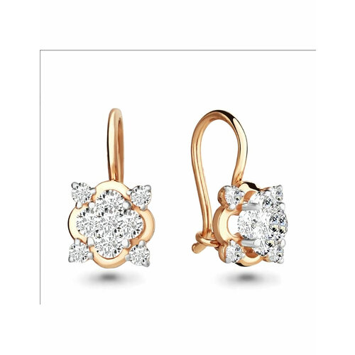 Серьги Магия Золота, красное золото, 585 проба, фианит, золотой