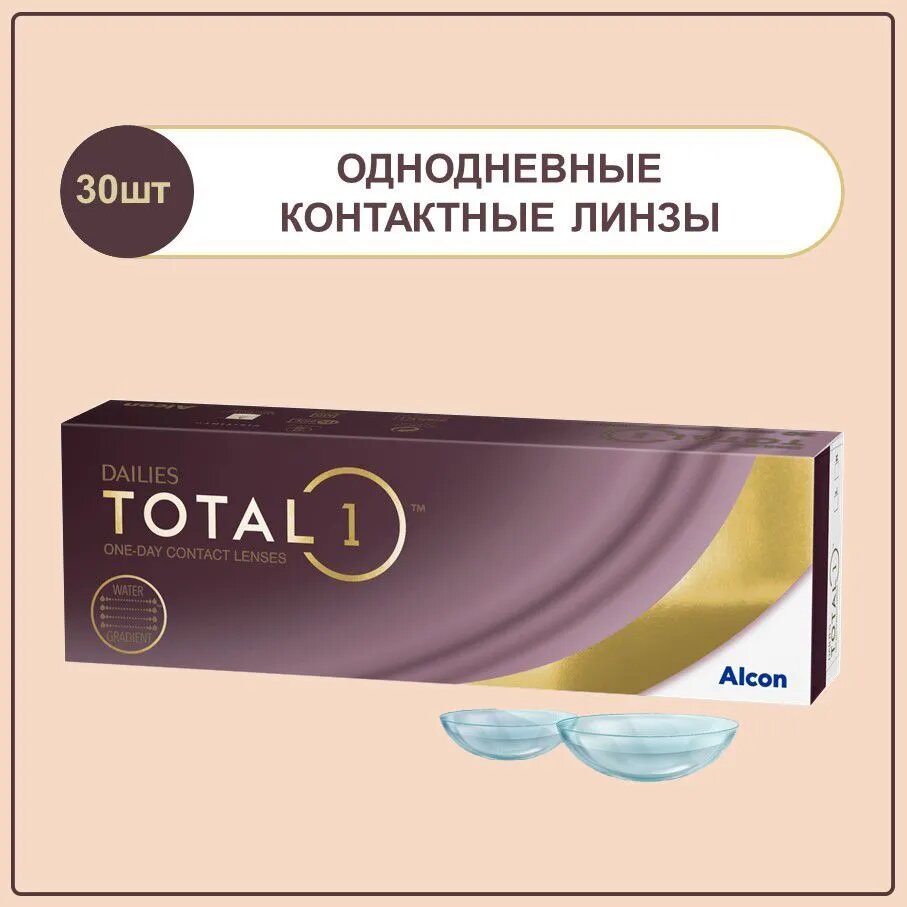 Однодневные контактные линзы Alcon Dailies Total1 -6.0 / 30 шт