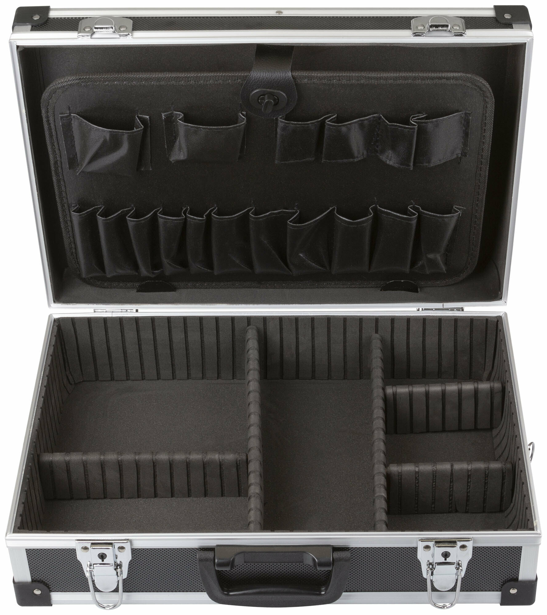 65633 Ящик для инструмента пластиковый (усиленный алюминием, 43 x 31 x 13 см, черный) FIT - фото №4