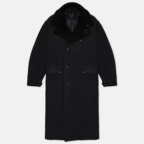 Пальто EASTLOGUE, шерсть, силуэт прямой, карманы, подкладка, размер m, черный