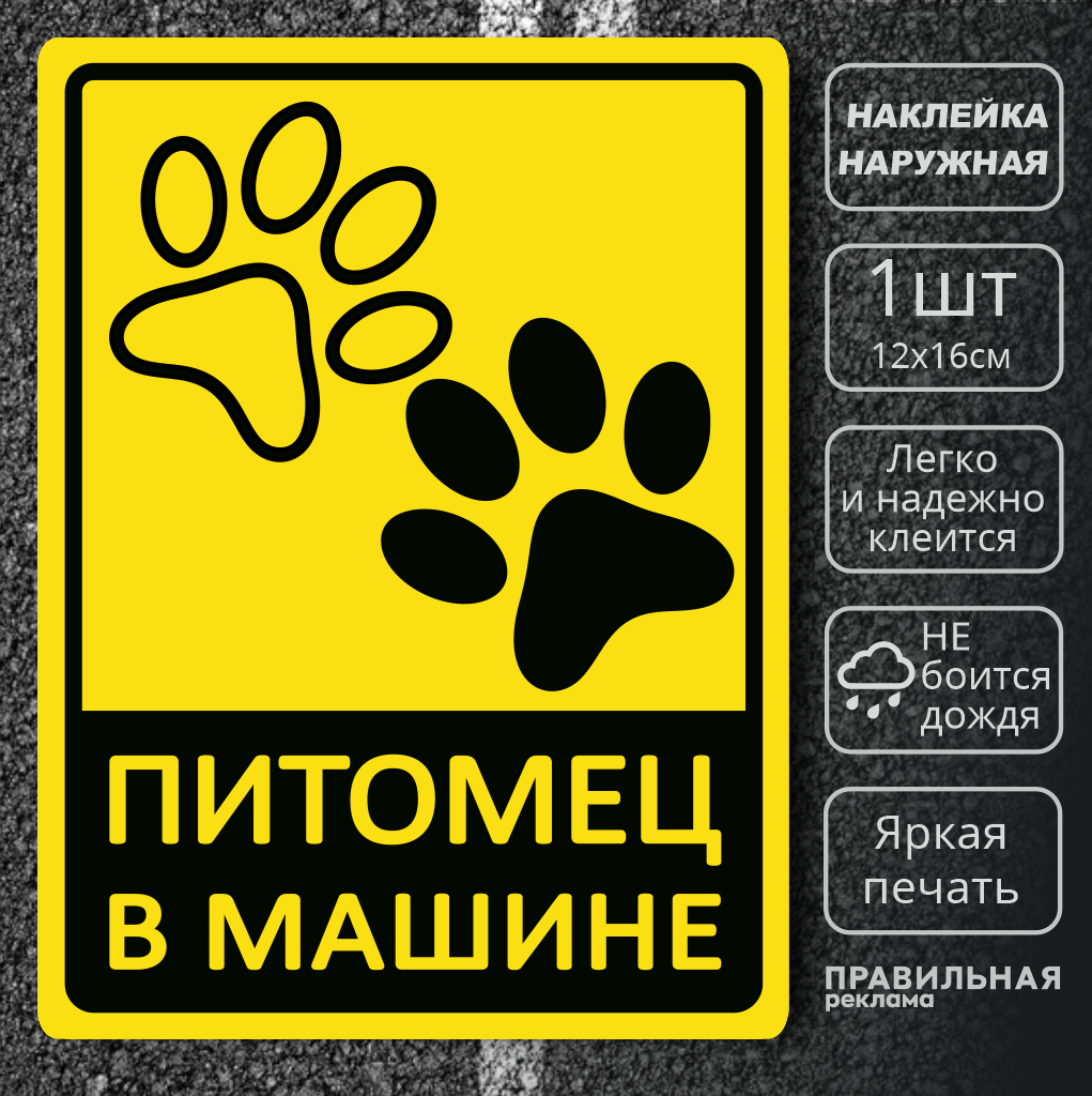 Наклейка на автомобиль "Питомец в машине" ; Знак "Животное в машине"
