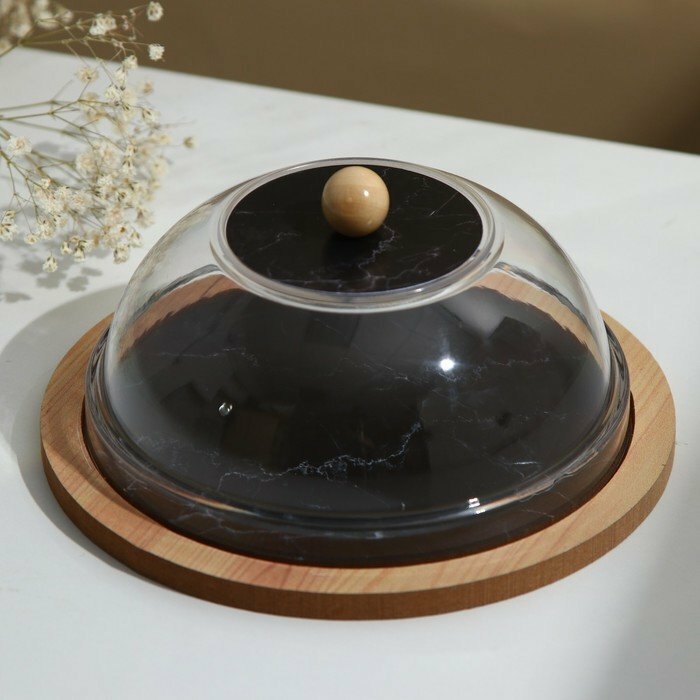 фото Блюдо с крышкой «Черный мрамор», 15 см (комплект из 3 шт)