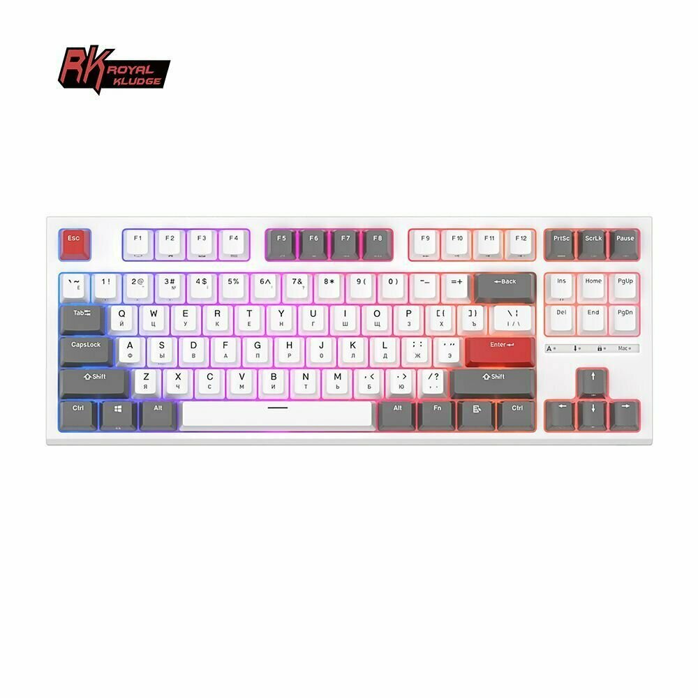 Проводная клавиатура Royal Kludge RKR87 RGB Белая (коричневые свитчи)