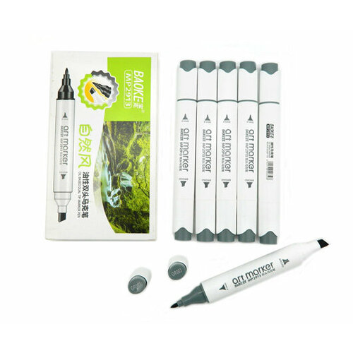 Скетч-маркер CC-22/GR003 BAOKE тёмно-серый Овальный 2х ст (острый+ скош) (6/6/6)