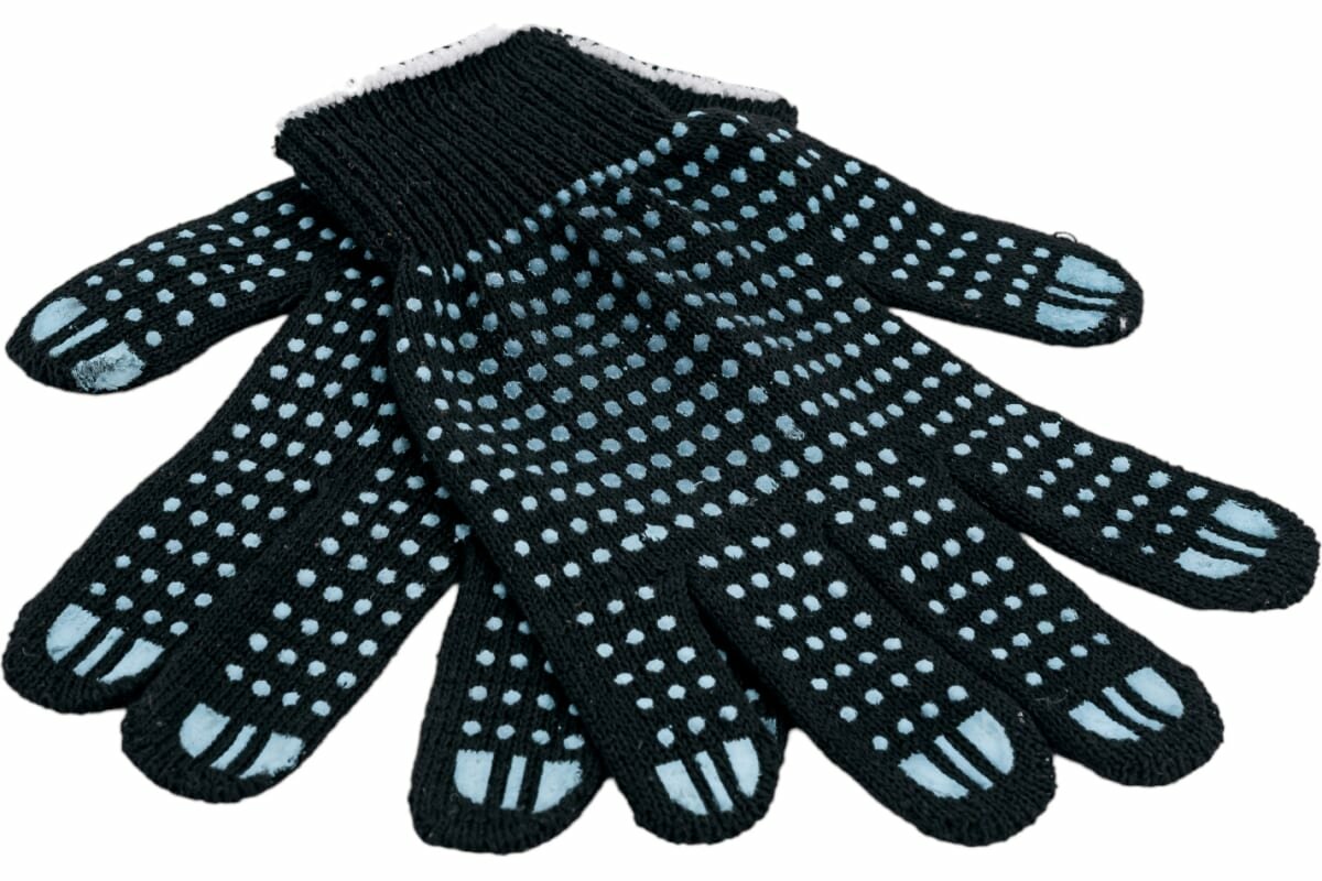 Трикотажные перчатки Gigant с ПВХ-покрытием точка 10 класс черные GGC-11