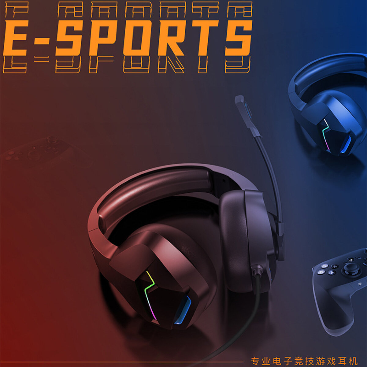 Наушники игровые с микрофоном Xiberia v23 мониторные USB для ПК черные с RGB-подсветкой — фото 6