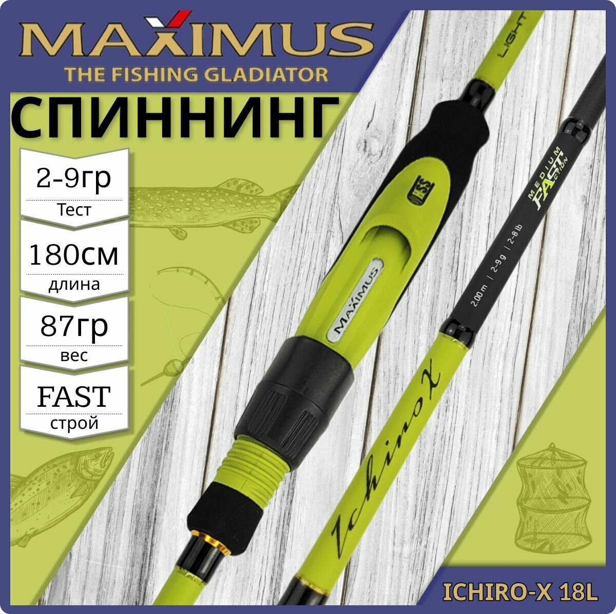 Спиннинг для рыбалки Maximus ICHIRO-X 18L 1.8м, тест от 2 до 9гр