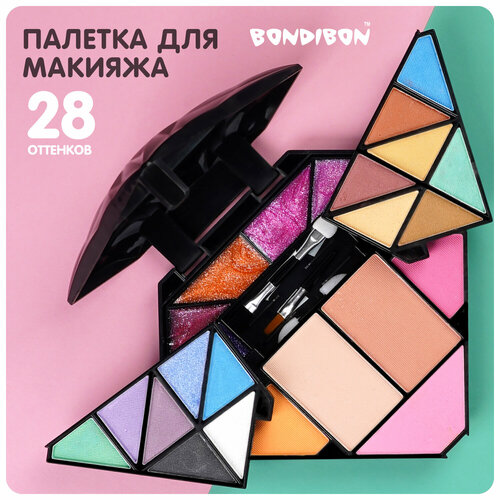 Набор детской декор. косметики Bondibon Eva Moda, BOX 14х12х4,2 см; тени для век-14шт.(13,12г), блес набор детской декоративной косметики 3 оттенка блесков для губ кисть evamoda bondibon подарок девочке