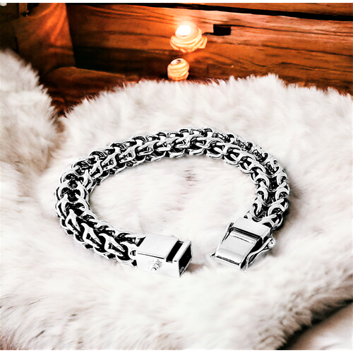 фото Браслет-цепочка леона серебряный мужской браслет "рамзес", серебро, 925 проба, оксидирование, длина 24 см.