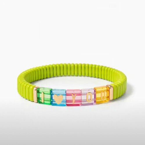 фото Плетеный браслет love, эмаль, акрил, 1 шт., размер one size, диаметр 6 см, лиловый, мультиколор sorona jewelry