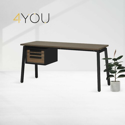 4 YOU Стол 180х60х75 см с тремя ящиками, офисный, письменный, в стиле лофт, металлический