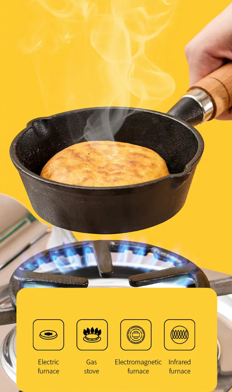 фото Чугунная сковорода с удобной съемной ручкой