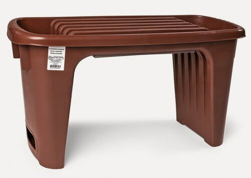 Изображение товара Садовая скамейка перевертыш высота 35 см (коричневая), стульчик пластиковый для дачи, сада и прополки огорода, мебель дачная уличная