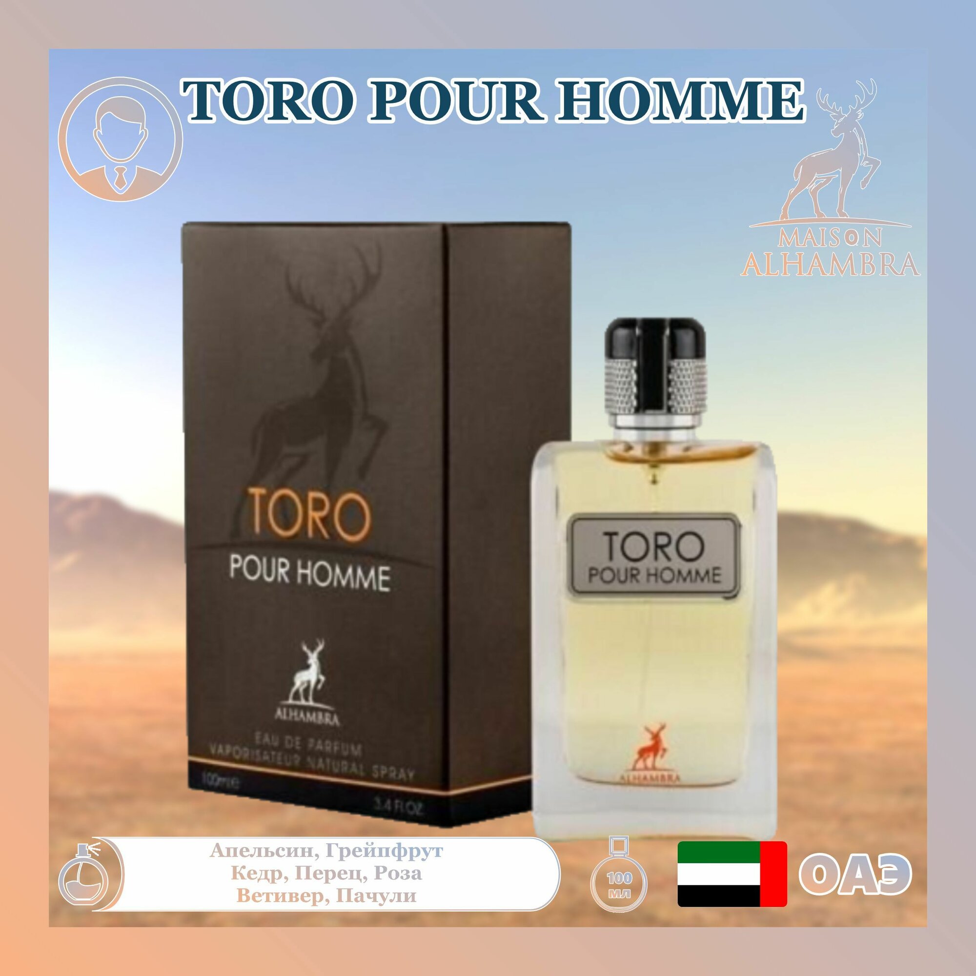 Мужской Арабский парфюм Toro Pour Homme, Maison Alhambra, 100 мл