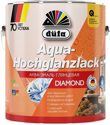 Эмаль Универсальная Dufa Aqua-Hochglanzlack 0.75л без Запаха, Глянцевая, Белая.