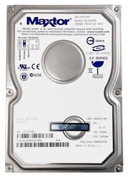 Жесткий диск Maxtor 250Gb 6L250R0 7200 IDE 3.5" HDD