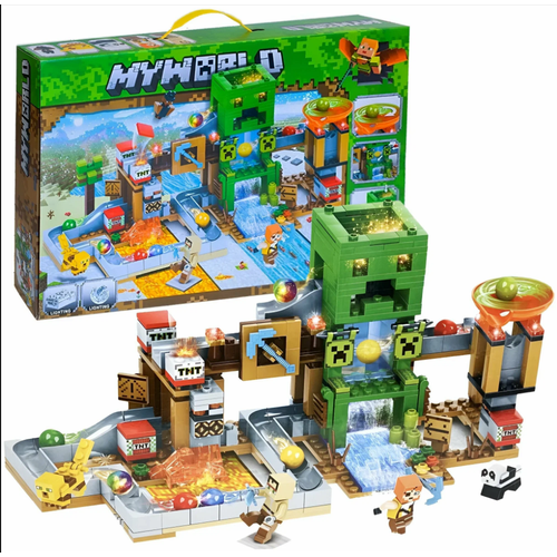 конструктор майнкрафт игрушка minecraft my world набор водная шахта крипера 451 деталь с led подсветкой Конструктор Майнкрафт Игрушка Minecraft My World набор Веселая Шахта Крипера 451 деталь / 5 фигурок с Led подсветкой ( подарок для мальчиков и девочек/лего совместимый )