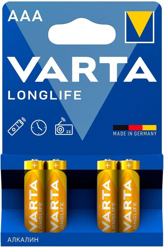 Батарея Varta Longlife LR03 Alkaline AAA (4шт)