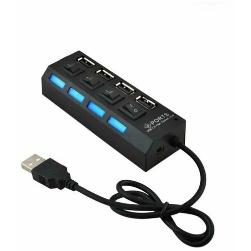 USB-концентратор Hi-Speed на 4 порта USB 20 с переключателями и подсветкой черный 58000₽