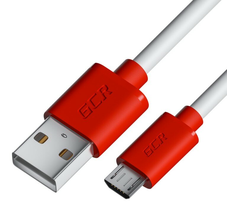 Кабель GCR MicroUSB 3A QC 3.0 3m GCR-53218, белый/красный