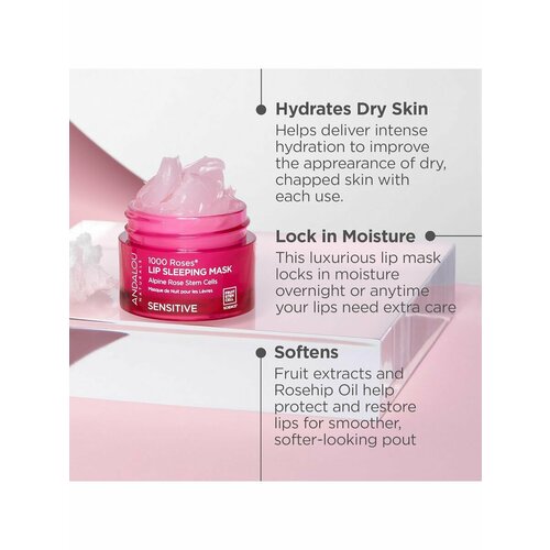 Andalou Naturals Маска для сухих губ уплотняющая 12 гр 3300₽