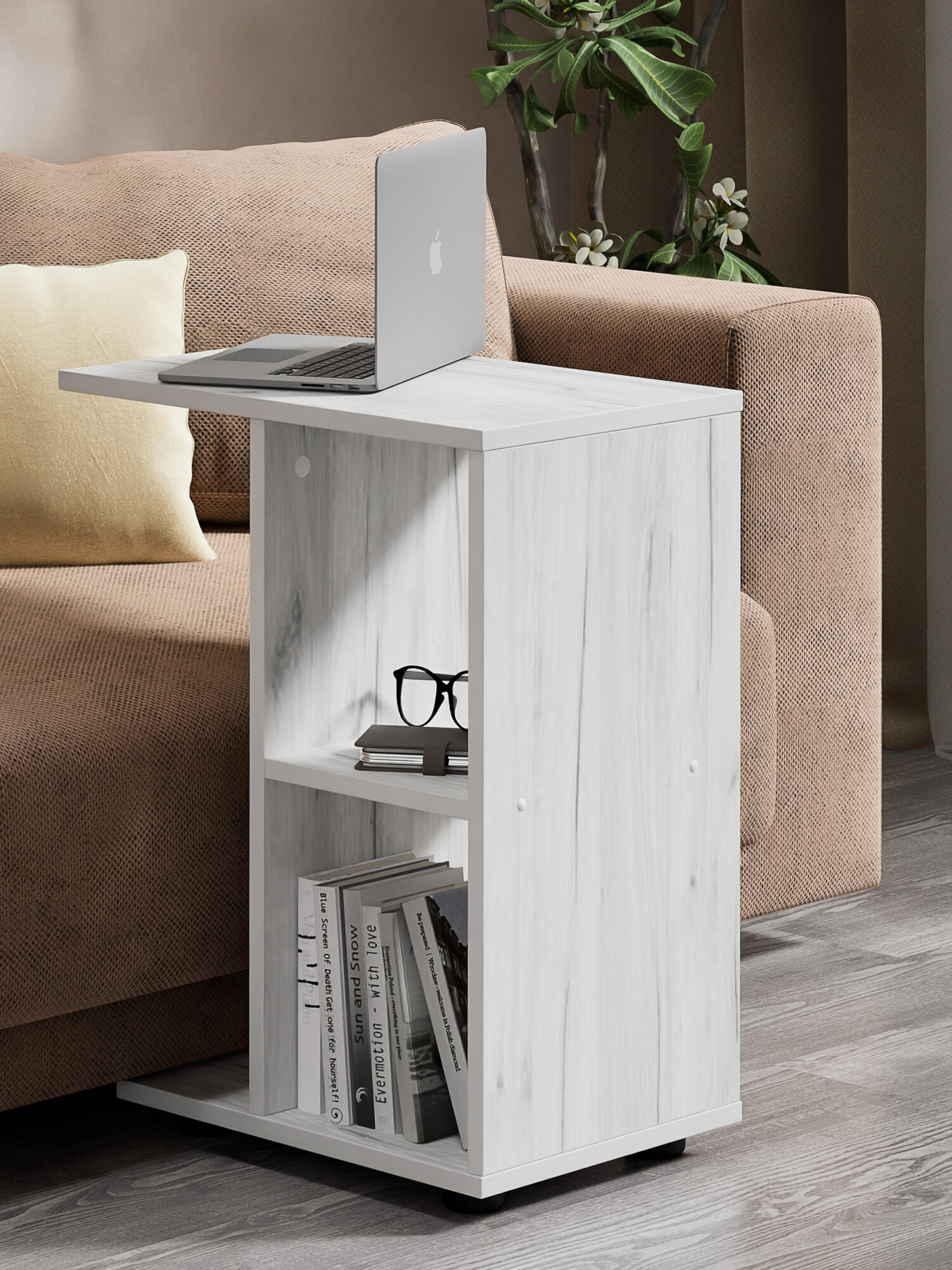 фото Столик придиванный приставной Белый Крафт 470х600х300