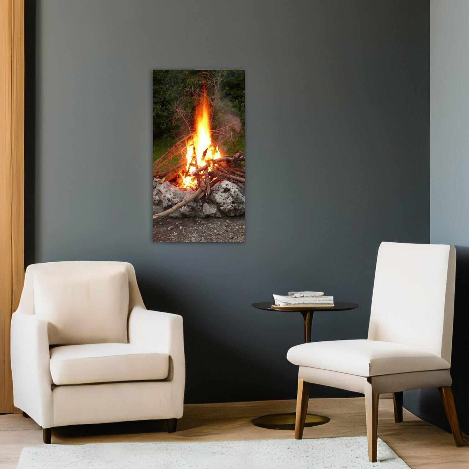 Картина на холсте "Огонь, костер, пламя" на подрамнике 40х75 см. для интерьера