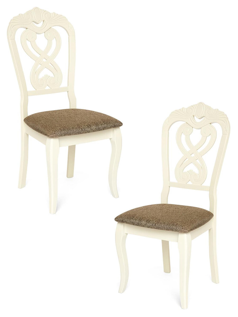 Комплект стульев Андромеда/ Andromeda TetChair, дерево гевея, Ivory white, ткань коричневая