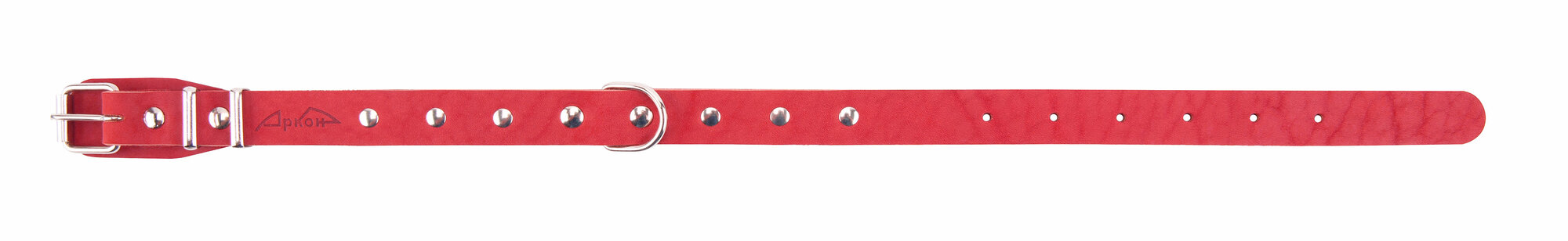 Ошейник аркон кожаный для собак однослойный, украшения. красный (32-44 см/20 мм)